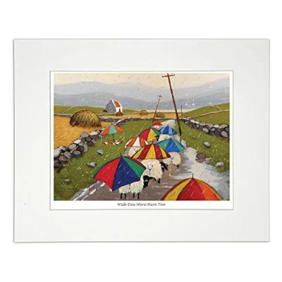 Image of &#039;Wish Ewe were Here Too&#039; Mounted Print by Thomas Joseph Sheep Art
