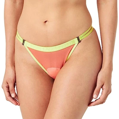 Image of KARL LAGERFELD Women&#039;s Sheer Strappy Brazilian Bright Coral L
