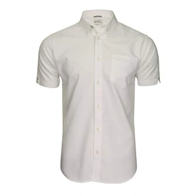 Image of Ben Sherman Men&#039;s Button Down Collar Oxford Shirt, Short Sleeved, Regular Fit (White (Embroidered Pocket Logo)) S