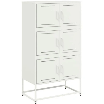 Image of vidaXL Sideboard White 68.5x38.5x123.5 cm Steel