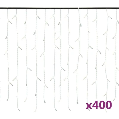 Image of vidaXL LED Curtain Icicle Lights 10m 400 Cold White 8 Function