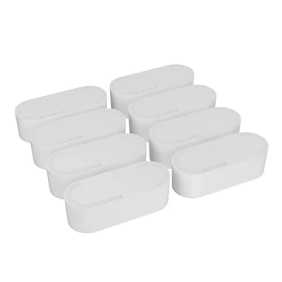 Image of D Line Cable Tidy Box 8 Pack, Hide &amp; Conceal Extension Blocks, Organize Electrical Cables, Made from Robust Electrically Safe ABS Material 415mm (L) x 165mm (W) 135mm (H) Large, White