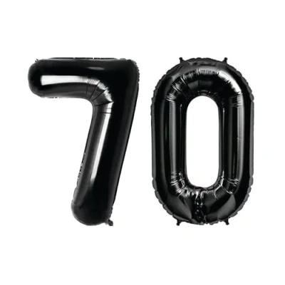 Image of Black Number 70 Large Helium Foil Balloon Birthday Party Wedding Anniversary Decoration 101cm