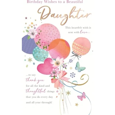 Image of Beautiful Daughter Embellished Birthday Greeting Card Words to Cherish Cards WCH033