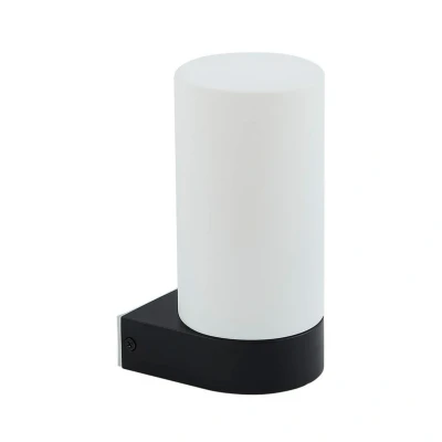 Image of Lucande Basolo bathroom wall light, black, height 17.2 cm, glass