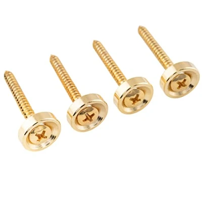Image of Musiclily Pro 15mm Steel Neck Joint Bushings Ferrules with Screws for Electric Guitar Bass, Gold (Set of 4)