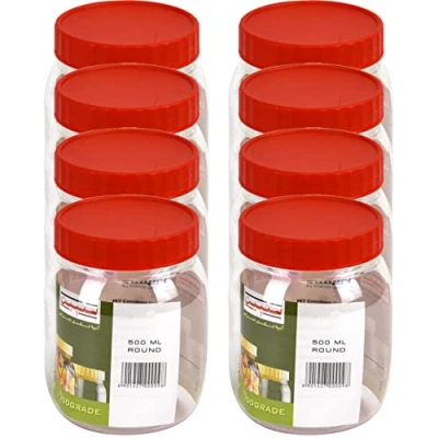 Image of PET Jars Food Safe Clear Storage Containers (4x 500ml 2pk)