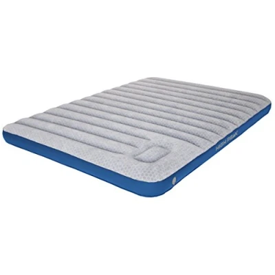 Image of High Peak Unisex Cross Beam Double Extra Long Air Bed with Integrated Foot Pump and Non Slip Function, Breathable, Robust, Soft Top for Indoor Outdoor Use, Light Grey/Blue, XXL
