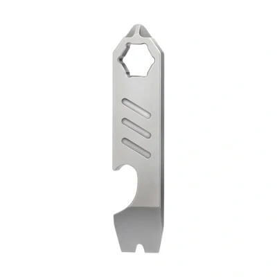 Image of Pry Bar, TC4 Titanium Pocket Tools with Bottle Opener &amp; Portable Hanging Hole for Outdoor Camping