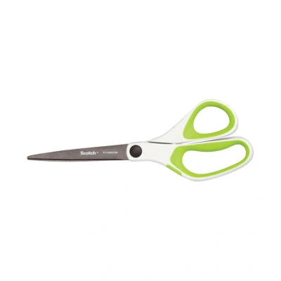Image of Scotch Titanium Scissors Green, 1 per Pack, 20 cm Ideal for Fabric, Crafts and Photos, Good Right Hand Use Left