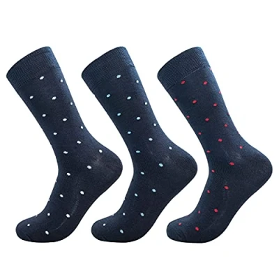 Image of Jasmine Silk 3 Pairs Supersoft Mens Bamboo Socks Thermal Sock 7 11 Patterns (Navy Sky Red Classic)