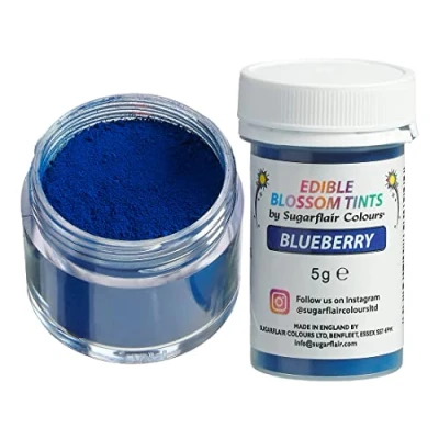 Image of Sugarflair Blueberry Food Colouring Powder Dust, Use on Cake Surfaces, Decorations or Colour Sugarpaste, Fondant, Icing, Chocolate, Buttercream, Royal Macarons and More! 5g