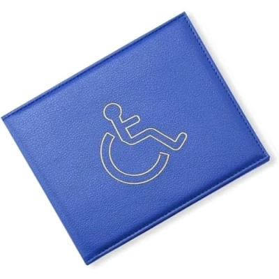 Image of BML PU Leather Disabled Badge Safe Wallet Protector Disability Parking Permit Discreet Display Cover Hologram (Blue)