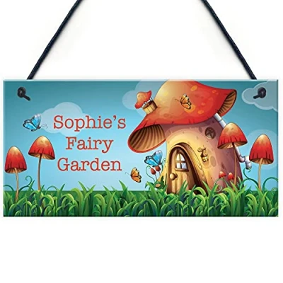 Image of RED OCEAN PERSONALISED Fairy Garden Sign For Summerhouse Shed Gift Her