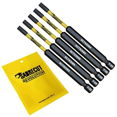 Image of 5 x SabreCut SCTX2589_5 89mm T25 TX25 Magnetic Impact Screwdriver Driver Bits Set Torx Heavy Duty Compatible with Dewalt Milwaukee Bosch Makita and More