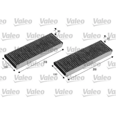 Image of 4F0819439, 4F0819439A, 4F0898438A, 4F0898438B, 4F0898438C Pollen Filter VALEO CLIMFILTER PROTECT 715501 Activated Carbon 308, 308mm