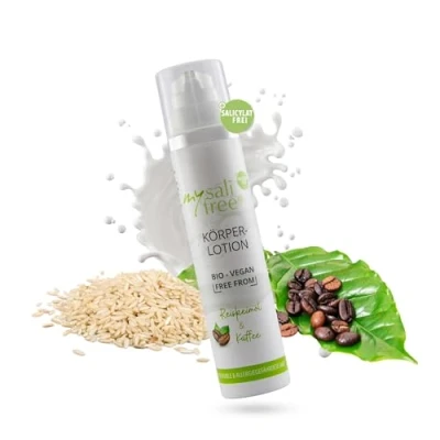 Image of mysalifree Organic Body Lotion, Soothing, Firming Lotion for Sensitive Skin with Rice Germ Oil and Coffee Extract, 100 ml, Unique Worldwide, + Vegan Free