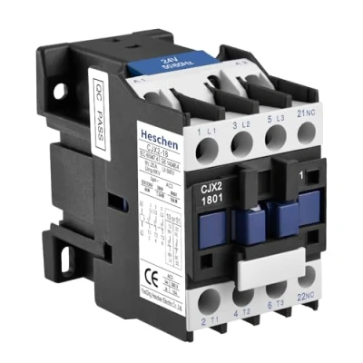 Image of Heschen AC Contactor, CJX2 1801, 220V 50/60Hz Coil, 3P, 3 Pole, Normally Closed, Ie 18A, Ue 380V