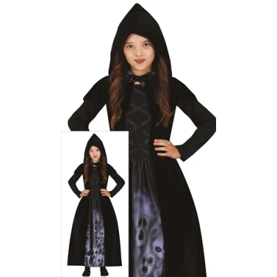 Image of FIESTAS GUIRCA Soul Hunter Sorceress Fancy Dress for Girls Black Witch Kids Costume Halloween Costumes 10 12 years
