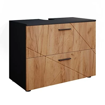 Image of Vicco Sink base cabinet Irma, Anthracite/Oak, 80 x 59 cm