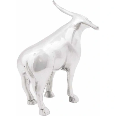 Image of vidaXL Bull Sculpture Silver 20x17x23 cm Aluminium