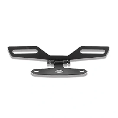 Image of Motorcycle Folding License Plate Holder, ATV Dirt Bike Adjustable Rear Light Bracket Mount, Black Tail Tag Holder Automotive Lighting