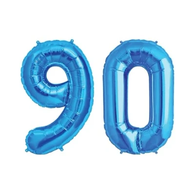 Image of Blue Number 90 Foil Balloon, 101cm