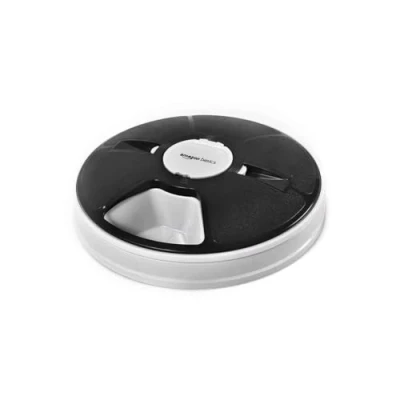 Image of Amazon Basics Automatic Cat Food Feeder with Electronic Timed 6 Portions, Black
