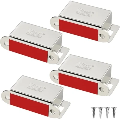 Image of Cabinet Door Magnetic Catch Jiayi 4 Pack Cupboard Catches 14KG Pulls Magnet Stainless Steel Wardrobe Heavy Duty Latch for Kitchen Furniture Magnets Closing
