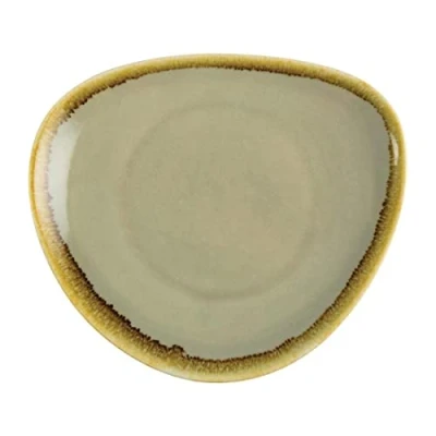 Image of Olympia Kiln Triangular Plate Moss 165mm 65 Rimmed Kitchen Serving 6pc