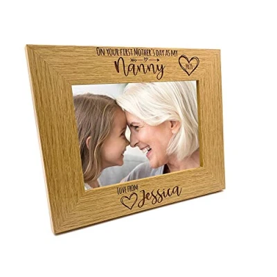 Image of ukgiftstoreonline Personalised First Mothers Day as a Nanny Photo Frame Landscape (4 x 6 Inch)