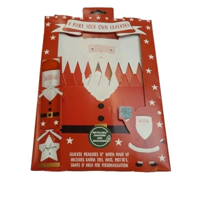 Image of thompson cooper ltd 12&quot; MYO Christmas Crackers Make Your Own DIY With Raffia Ties, Hats, Mottos Area For Personalisation Pack of 6 (MYO, Stanta)