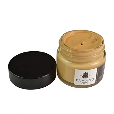 Image of Famaco Beige leather Dye Renovation Detailing Cream for Trainers, Sneakers, shoes and boots with free touch up brush,