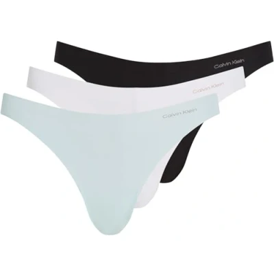Image of Calvin Klein Women Pack of 3 Bikini Briefs Seamless, Multicolor (Black/White/Island Reef), L