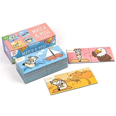 Image of Myga Yoga Puzzle Pairs 32 Piece Kids Match &amp; Pose Jigsaw with 16 Poses for Exercise and Mindfulness Matching Game Children, Yogis Family Fun inspired by Miss Molly