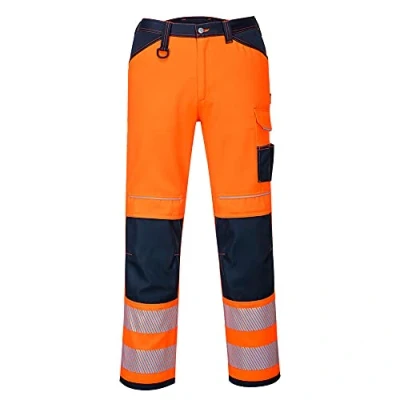 Image of Portwest PW340 Men&#039;s PW3 Hi Vis Work Trousers Orange/Navy, 28
