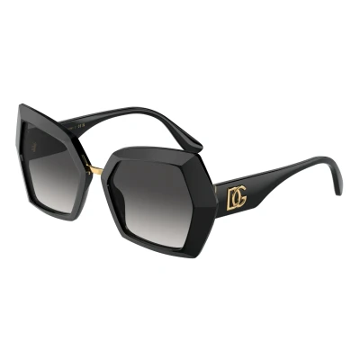 Image of Dolce &amp; Gabbana Woman DG4377 501/8G Sunglasses Acetate Black Grey Butterfly Normal Shaded