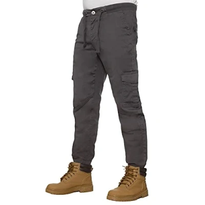 Image of K11 EZ413 Enzo Mens Cuffed Jeans Cargo Combat Work Casual Jogger Trousers New (Grey) 30