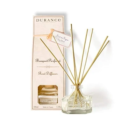 Image of Durance Scented Reed Diffuser 100ml Fig Milk Fragrance Bouquet Glass Bottle &amp; 8 Wooden Sticks Aromatherapy Air Freshener Room