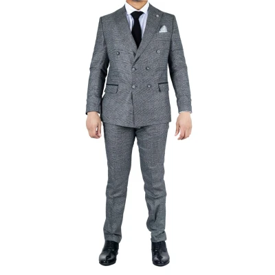 Image of TruClothing Mens Classic Grey Double Breasted 2 Piece Suit Wool Size 40 (Chest)