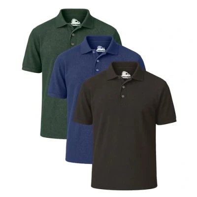 Image of Himalayan Pack of 3 Breathable Cotton Polo Shirts for Men Adult Comfortable and Lightweight Ribbed Collar Quick Dry Short Sleeve Men&#039;s Polos, Black/Royal Blue/Green, 3XL