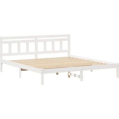 Image of With Headboard White 180 x 200 cm Solid pine wood Vidaxl
