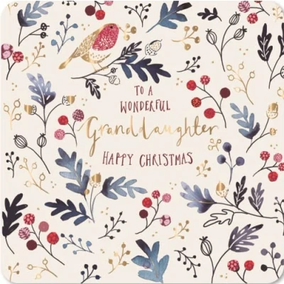 Image of A Wonderful Granddaughter Festive Robin Christmas Card Xmas Greeting Cards X13913IW