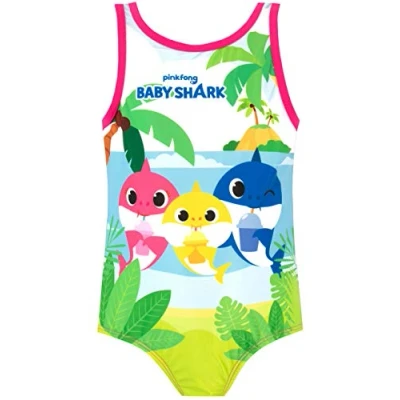 Image of Pinkfong Girls Baby Shark Swimsuit Pink 5 6 Years