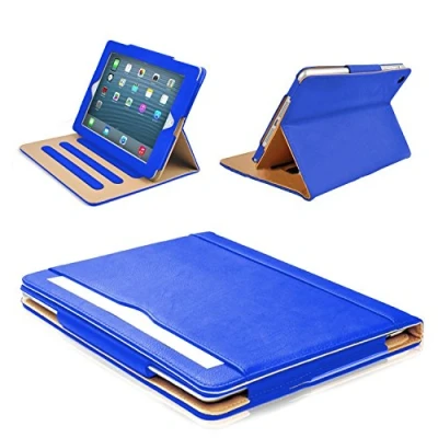 Image of MOFRED® Blue &amp; Tan 9.7 inch Apple iPad Pro (Launched 2016) Leather Case Executive Multi Function Standby for New 9.7&quot; with Built in magnet Sleep Awake Feature
