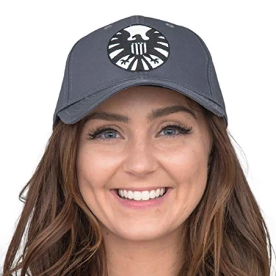 Image of Marvel Shield Cosplay Carol Danvers Captain Adjustable Snapback Baseball Cap Hat Grey, Medium