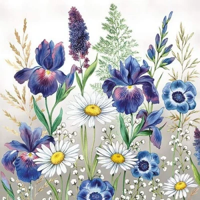 Image of 20 Napkins Mixed Meadow Flowers Table Decoration with for Spring and Summer 33 x cm