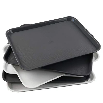 Image of Waikhomes Set of 6 Non Slip Serving Trays, Plastic Retangular Fast Food Trays