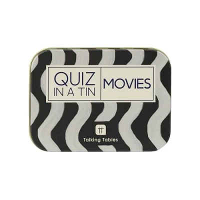 Image of Talking Tables Movie Trivia Quiz Game, Secret Santa, Present, Question Cards after Dinner Party, Fun Travel Pocket Games for Kids, Adults, Card Games, Ages 14+