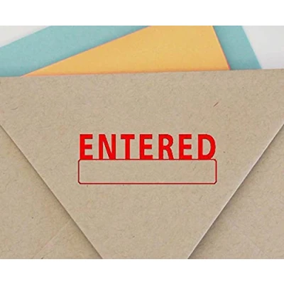 Image of Entered Self Inking Rubber Stamp Red Ink Office Custom Colop Stamper